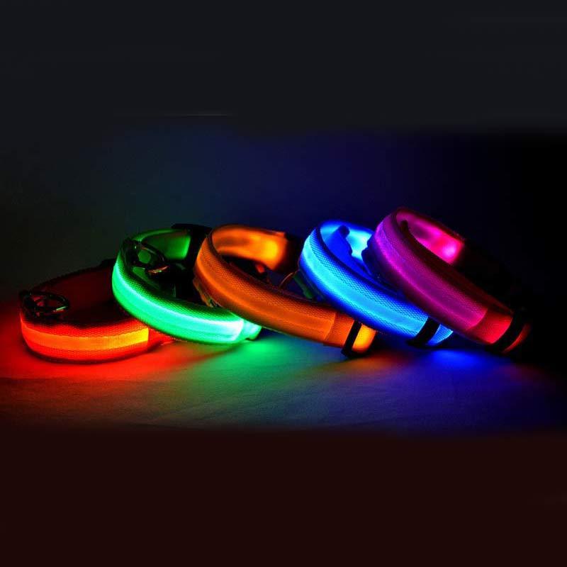 Collar Night Safety Flashing Glow in Dark Dog Leash Adjustable