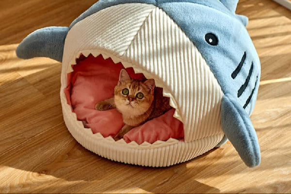 Luxury Cat Plush Shark Bed