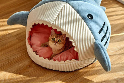 Luxury Cat Plush Shark Bed