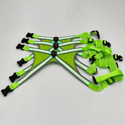 Adjustable LED Light Up Dog Harness Glowing Soft Pet Harness Leash Enhance Visibility Breathable LED Pet Collar