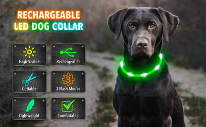 Adjustable LED Glowing Dog Collar Luminous Night Light Safety Harness for Large Small Dogs and Cats USB Rechargeable