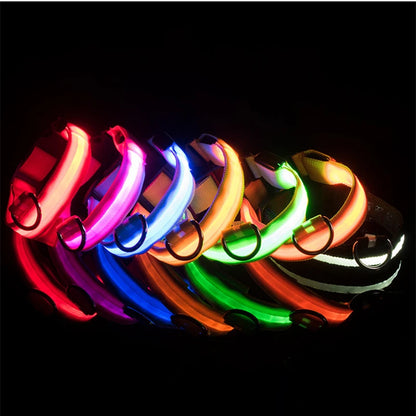 Adjustable LED Glowing Dog Collar Luminous Night Light Safety Harness for Large Small Dogs and Cats USB Rechargeable