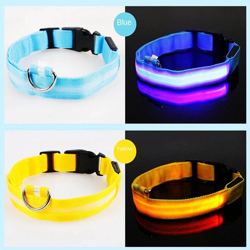 Adjustable LED Glowing Dog Collar Luminous Night Light Safety Harness for Large Small Dogs and Cats USB Rechargeable