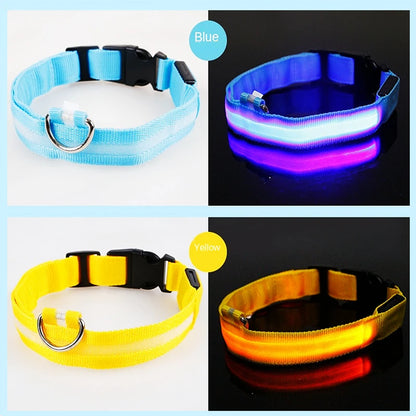 Adjustable LED Glowing Dog Collar Luminous Night Light Safety Harness for Large Small Dogs and Cats USB Rechargeable