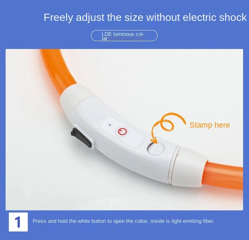 Adjustable LED Glowing Dog Collar Luminous Night Light Safety Harness for Large Small Dogs and Cats USB Rechargeable