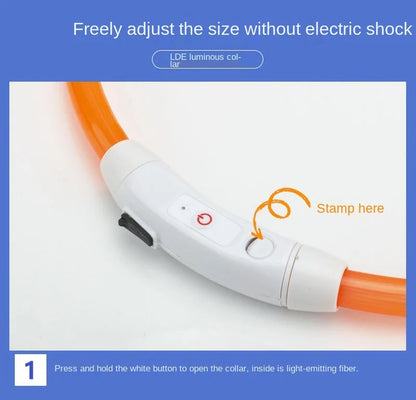 Adjustable LED Glowing Dog Collar Luminous Night Light Safety Harness for Large Small Dogs and Cats USB Rechargeable