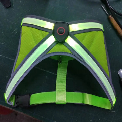 Adjustable LED Light Up Dog Harness Glowing Soft Pet Harness Leash Enhance Visibility Breathable LED Pet Collar