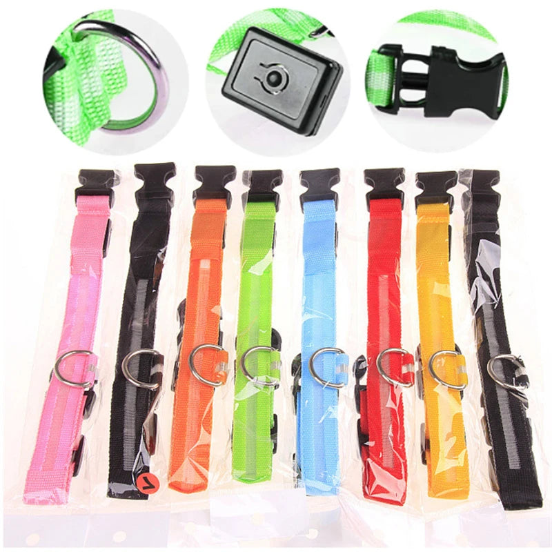 Adjustable LED Glowing Dog Collar Luminous Night Light Safety Harness for Large Small Dogs and Cats USB Rechargeable