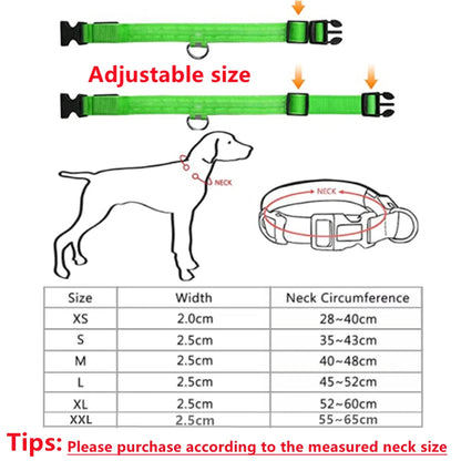 Adjustable LED Glowing Dog Collar Luminous Night Light Safety Harness for Large Small Dogs and Cats USB Rechargeable